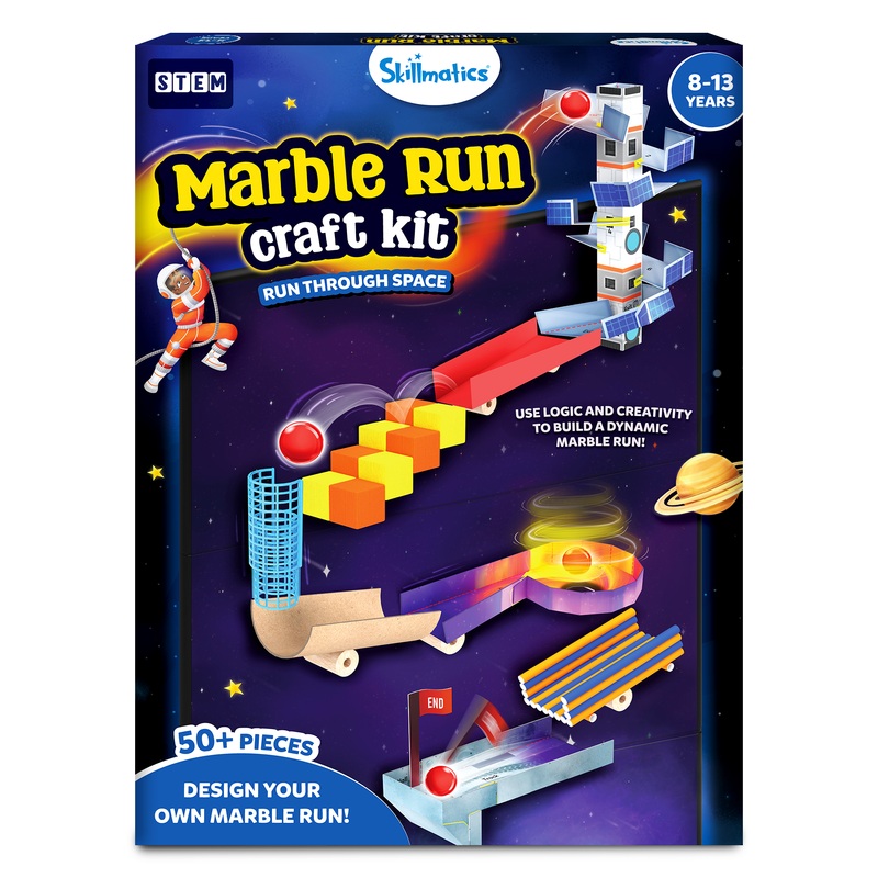 Skillmatics Craft Kit – Marble Run Space, DIY Activity, STEM Toy, Learning Resource, Educational Toys for Boys & Girls, Gifts for Ages 8, 9, 10, 11, 12, 13, 50+ Pieces