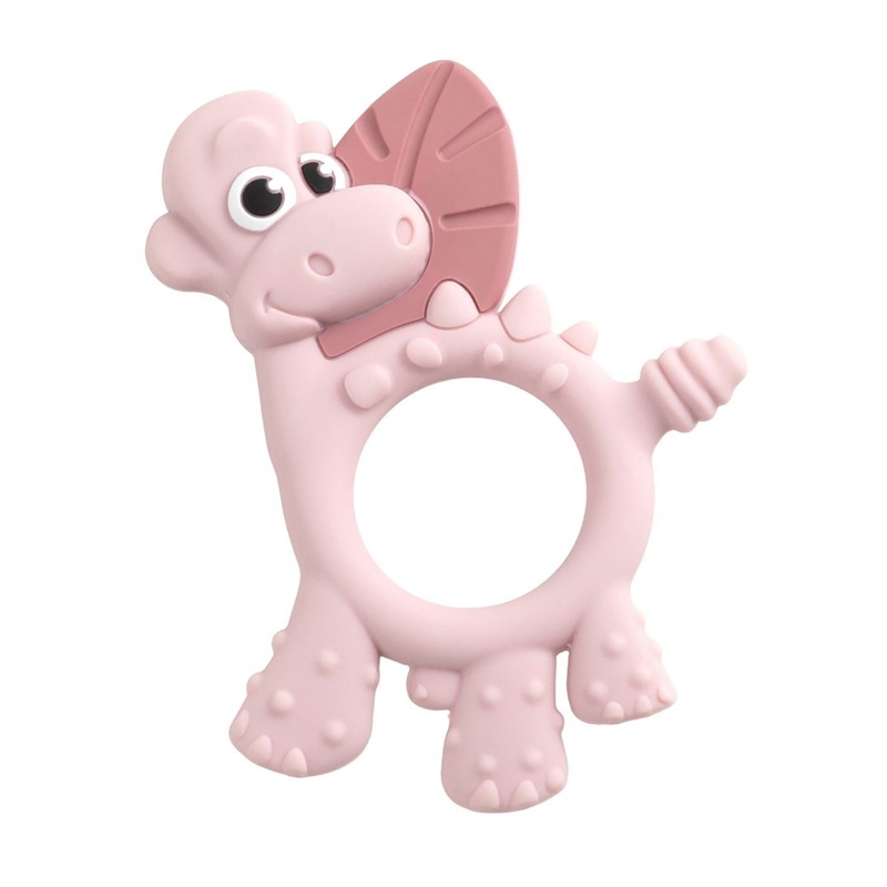 BiBaDo Dotty the Dinosaur- Silicone Multi Sensory Teether – Blush- 3m+