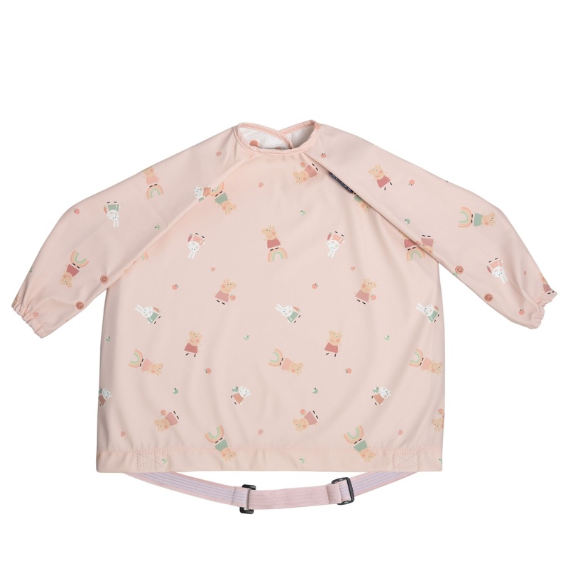 Bibado Stain & Water Proof Long Sleeve Coverall Shirt Weaning Bib Peppa Pig Print- Pink – For Infants