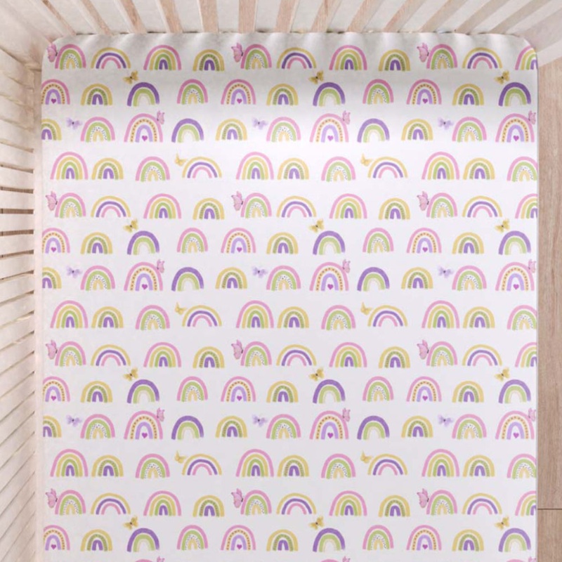 Fancy Fluff Organic Cot Bedsheet-  Rainbow Dreams