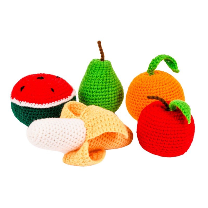 NESTA TOYS – Crochet Fruit Toys | Pretend Play Plush Toys for Kids | Stuffed Toys for Babies (5 Pcs)