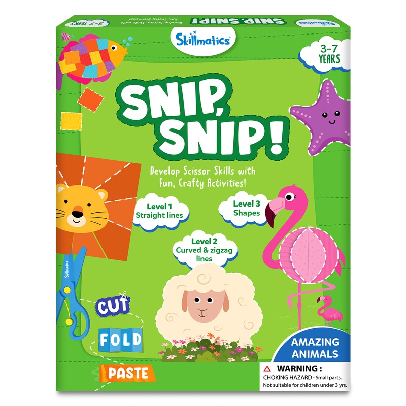 Skillmatics Art & Craft Kit – Snip, Snip Animals, Practice Scissor Skills with Activity Book, Fun & Creative, Gifts for Toddlers, Girls & Boys Ages 3, 4, 5, 6, 7