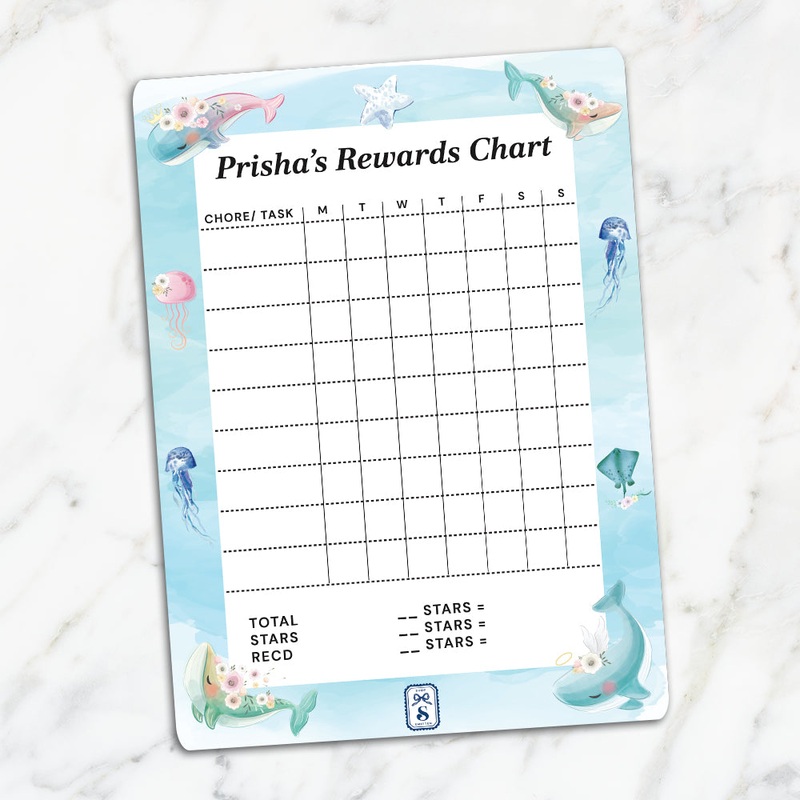 Floral Whales Kids Reward Chart