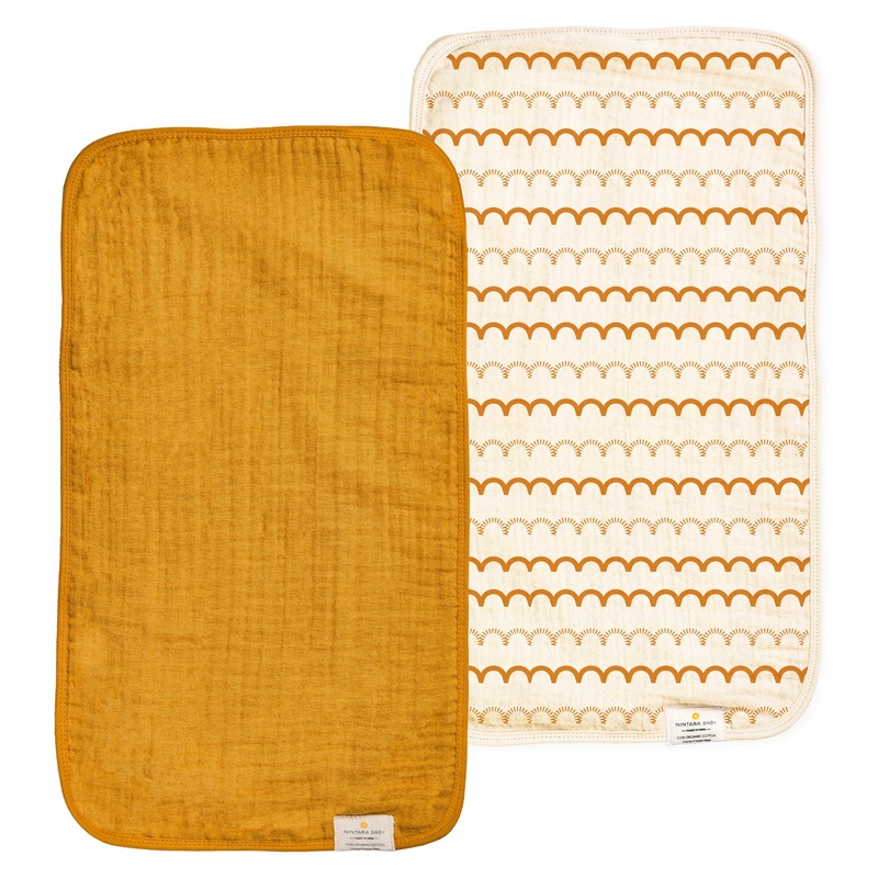 Nintara Baby Burp Cloths – 100% Organic Premium Muslin Cotton, Extra-Large 22 x 12 (55 cm x 30 cm), 7-Layer Absorbent & Waterproof, Reversible, Soft & Hypoallergenic, Gifts for Newborns