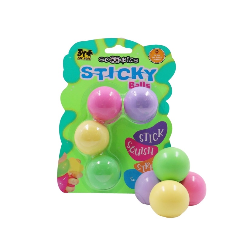 Scoobies Sticky Squishy Balls – Pack of 4 | Sticky Fun | Squishy & Bouncy | Stress Relief | Mess-Free | Portable | Pastel Colors