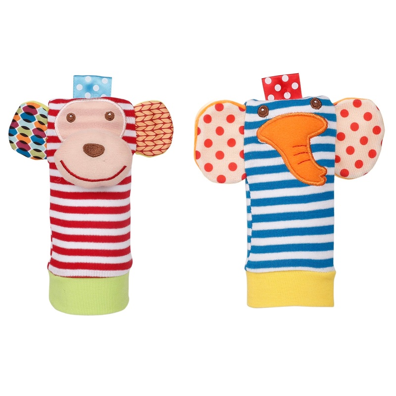 Baby Moo Elephant And Monkey Multicolour Set of 2 Socks Rattle