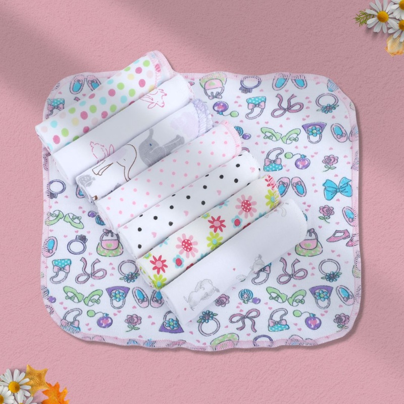 Baby Moo Girls Theme Cotton 20 x 20 cm Soft Hosiery Wash Cloth – Multicolour