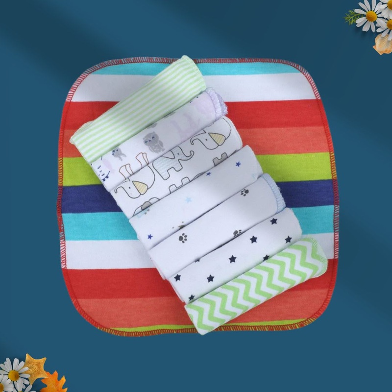 Baby Moo Unisex Cotton 20 x 20 cm Soft Hosiery Wash Cloth – Multicolour