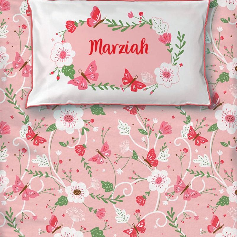 Bedsheet Set – Flowers & Butterflies – Single/Double Bed Sizes Available