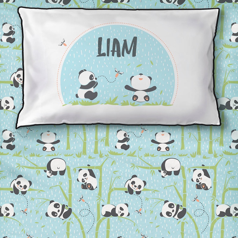 Bedsheet Set – Panda Village, Blue – Single/Double Bed Sizes Available