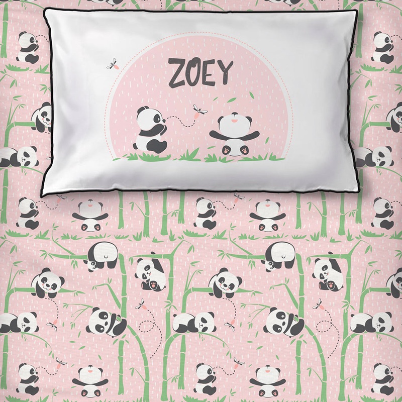 Bedsheet Set – Panda Village, Pink – Single/Double Bed Sizes Available