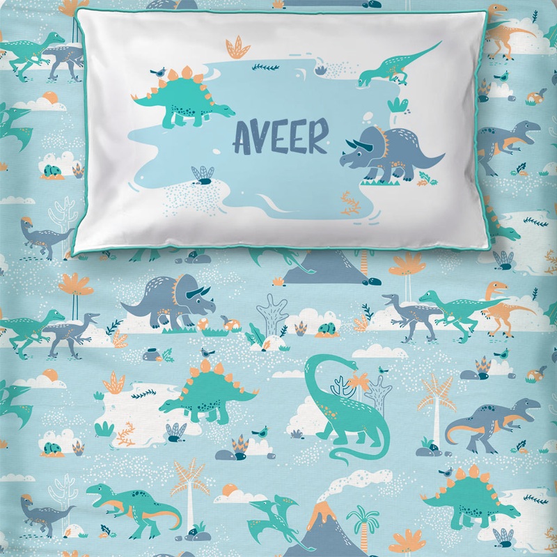 Bedsheet Set – Snooze & Roar Dinosaur – Single/Double/King Bed Sizes Available
