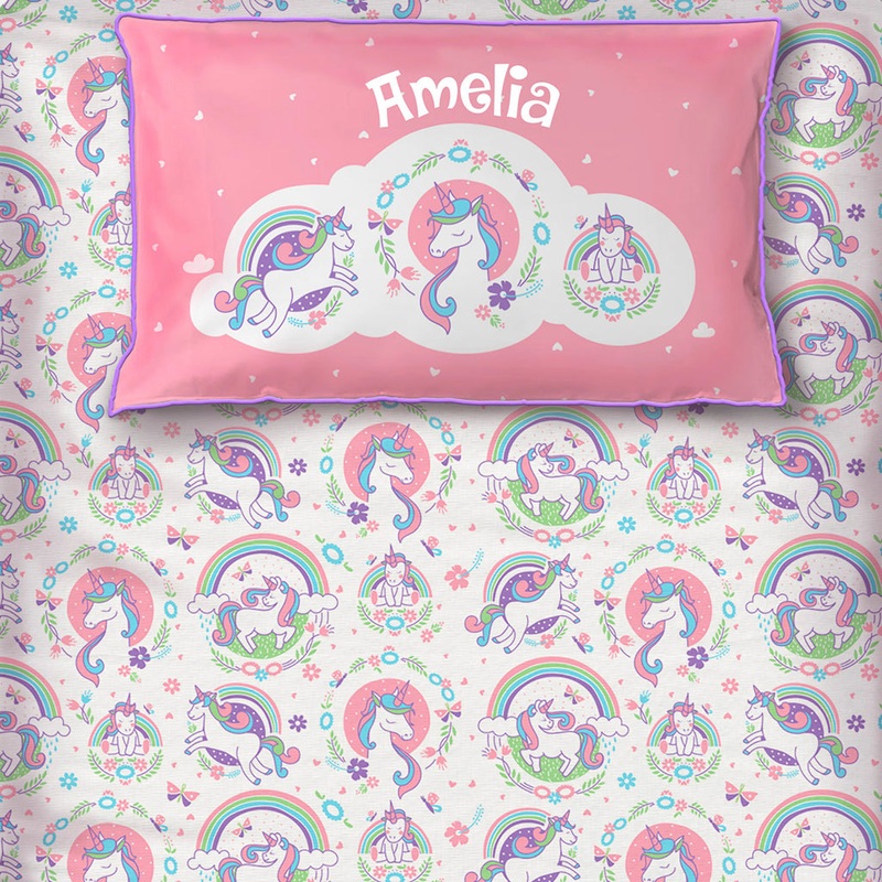 Bedsheet Set – Unicorn & Rainbows – Single/Double Bed Sizes Available