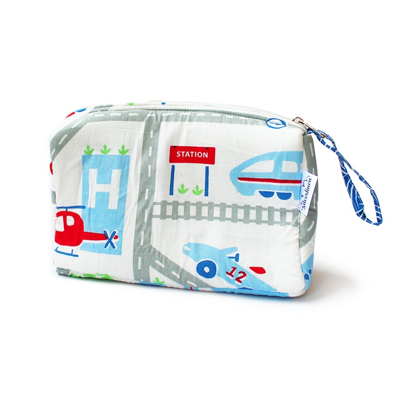 Cotton Zippered Multipurpose Pouch with Waterproof Lining – Busy Street
