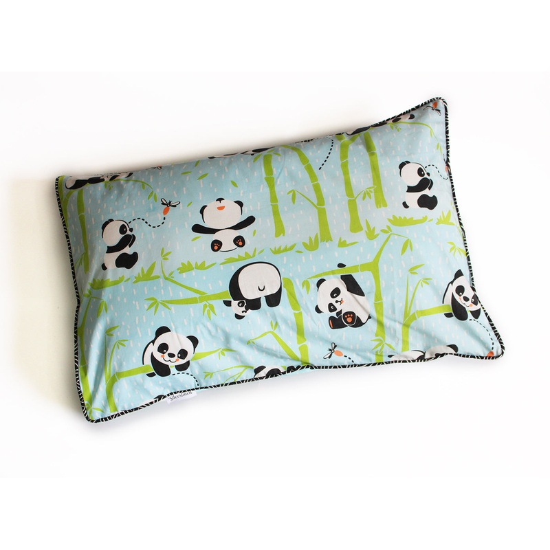 Panda Village Single Pillow Cover – Blue / Pink