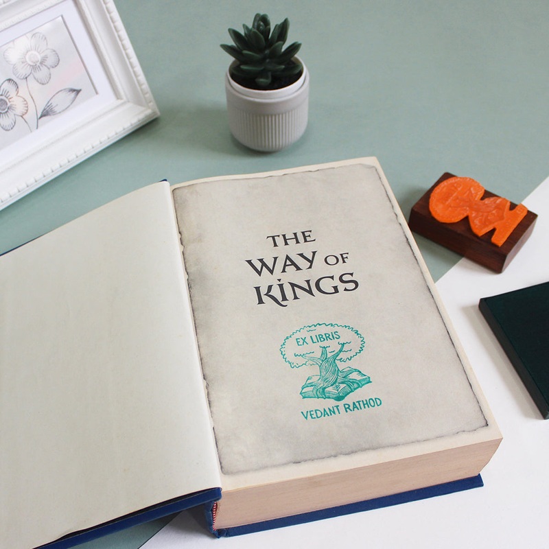 Personalised Ex Libris Rubber Stamp With Wooden Mount – Mother Nature