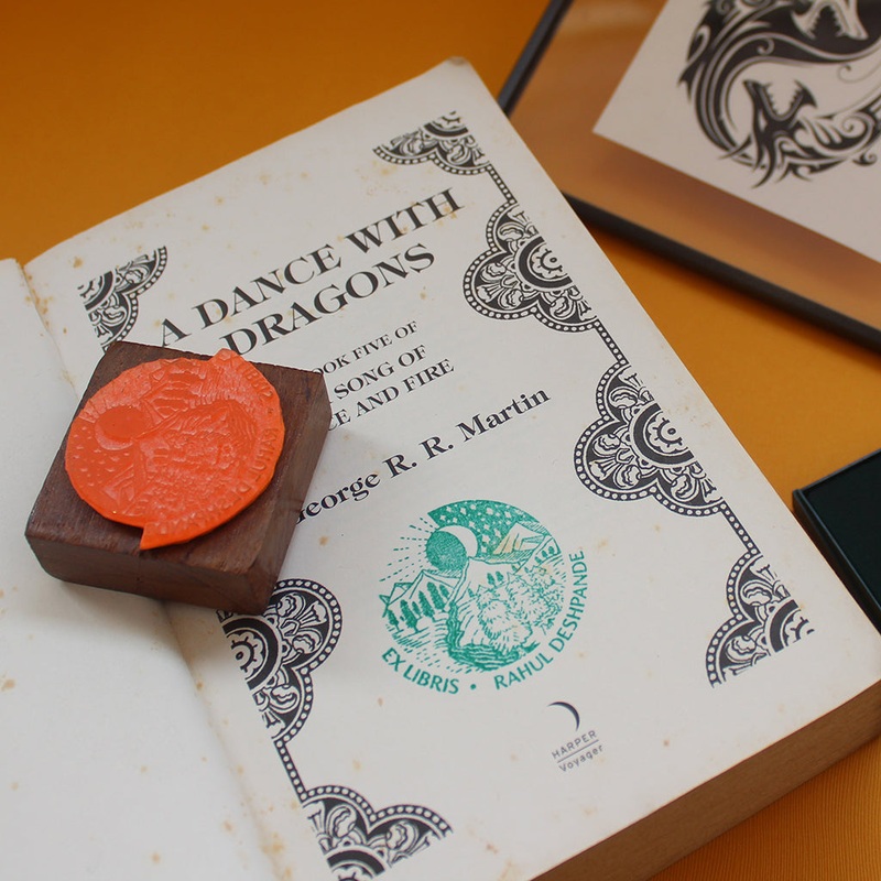 Personalised Ex Libris Rubber Stamp with Wooden Mount – Valley Bookplate