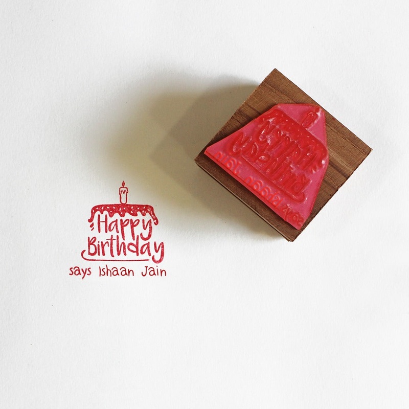 Personalised Wooden Text Stamp With Stamp Pad – Happy Birthday 2