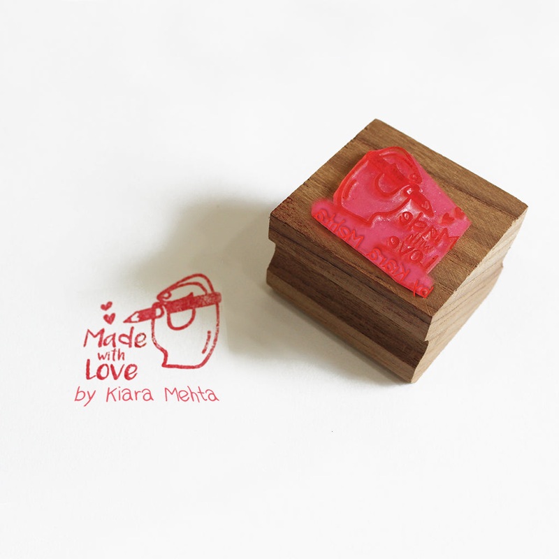 Personalised Wooden Text Stamp With Stamp Pad – Made with Love