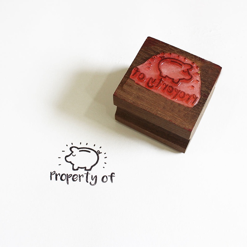 Personalised Wooden Text Stamp With Stamp Pad – Property of