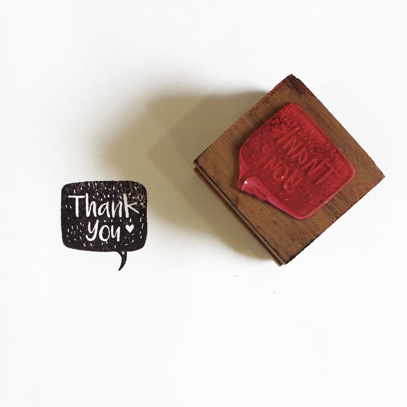 Personalised Wooden Text Stamp With Stamp Pad – Thank You