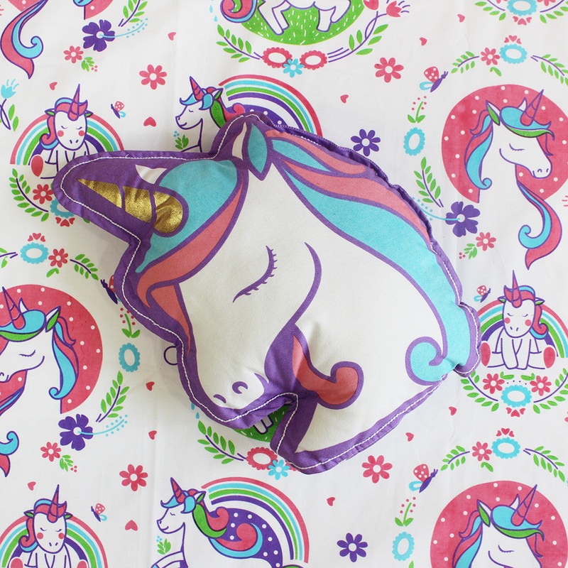 Shaped Cushion – Unicorn & Rainbows