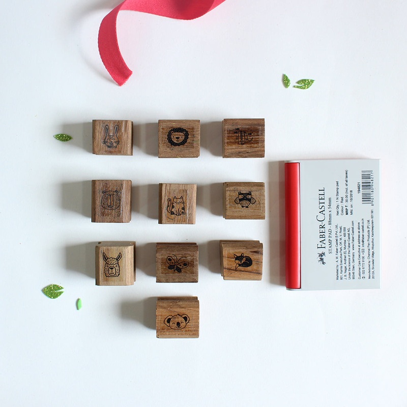 Wooden Craft Icon Stamps Ten Stamps Set With Stamp Pad – Animals 2