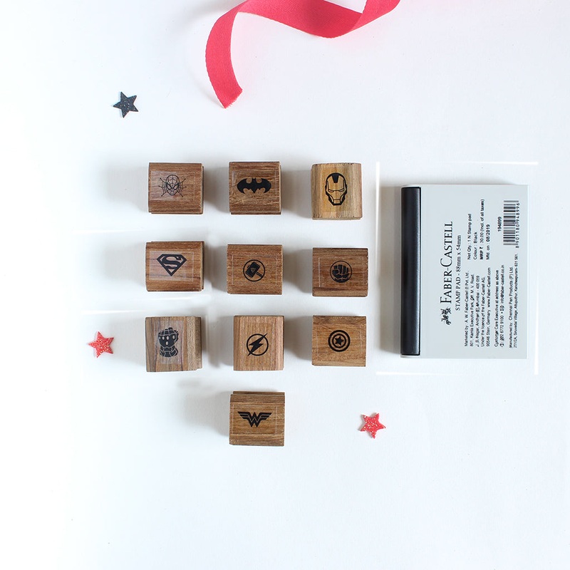 Wooden Craft Icon Stamps Ten Stamps Set With Stamp Pad – Superheroes