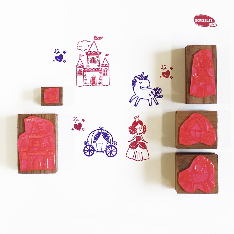 Wooden Stamp-A-Scene – Fairytale of a Princess (Red & Purple Stamp Pad)
