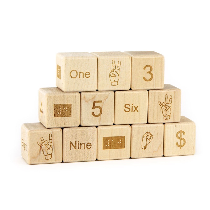 12 pc. Braille-Sign Language-Number Blocks