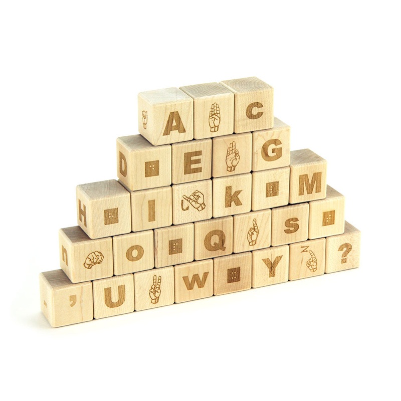 28 pc. American Sign Language & Braille Alphabet Blocks