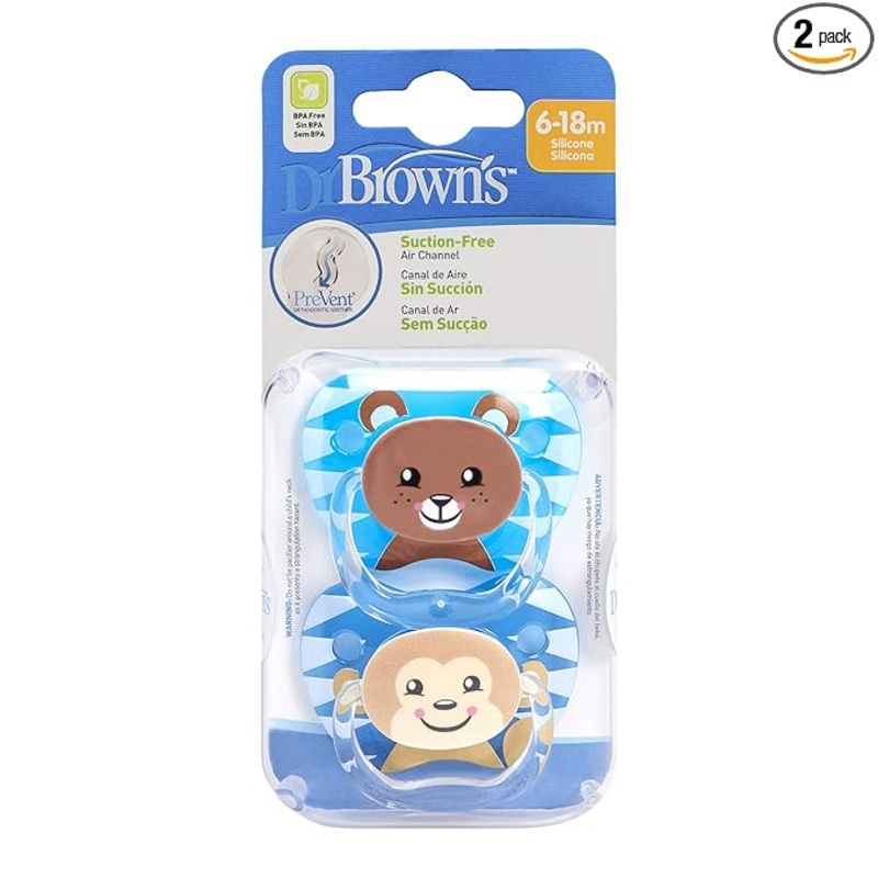 Dr. Brown’s Pacifier Prevent Butterfly Soother – Stage 2 Blue (Pack of 2) (6 to 18 Months)