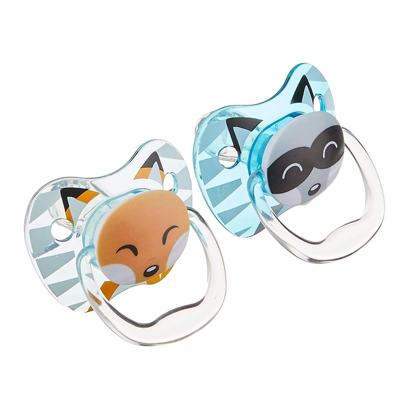 Dr. Brown’s Pacifier Prevent Printed Shield Soother – Stage 1 Pack of 2 (Birth to 6 Months) Teal & Gray