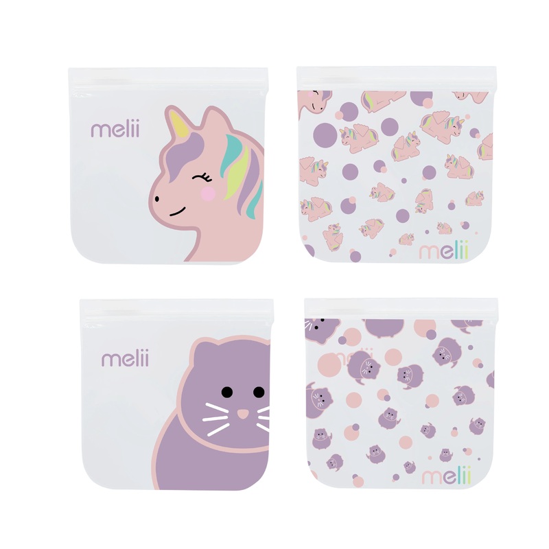 Melii Reusable Eva Animal Snack Bags – 4 pack Multicolor – 3 to 6 Years