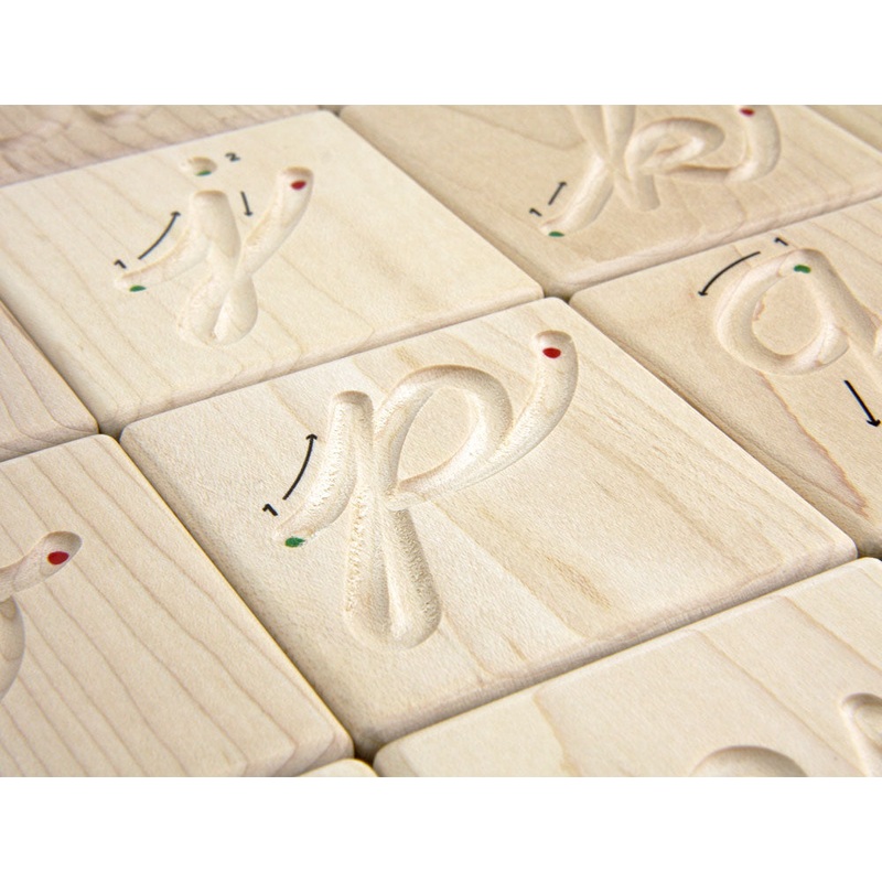 27 pc. Cursive Letter Alphabet Maple Tracing Tiles