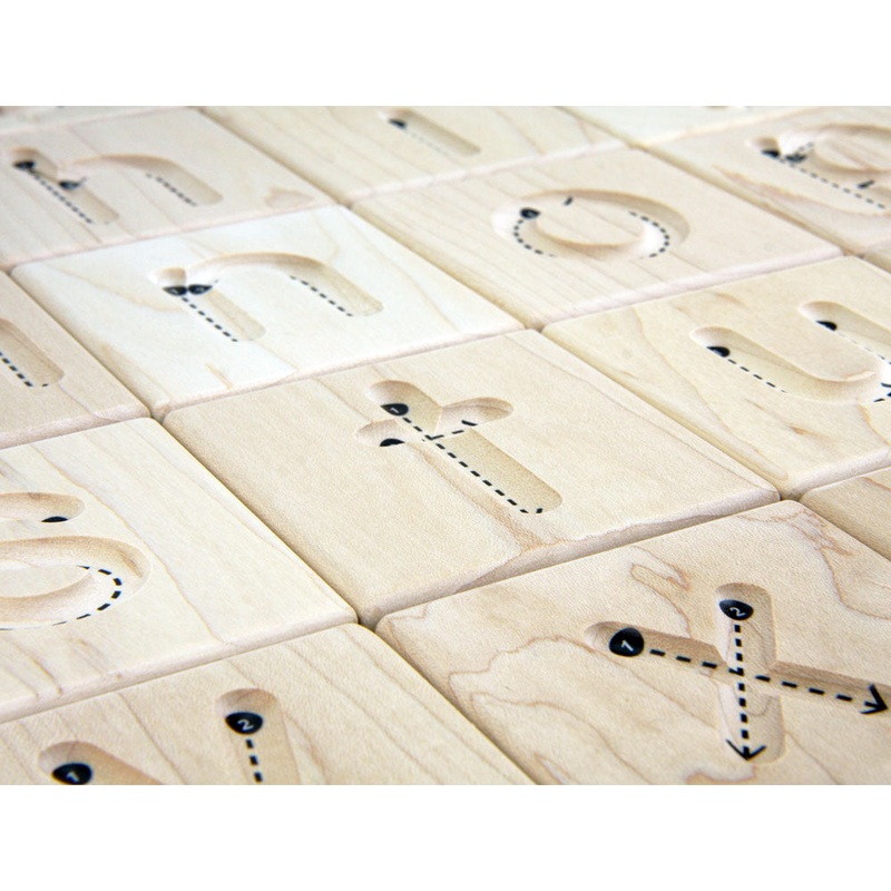 27 pc. Manuscript Letter Alphabet Maple Tracing Tiles