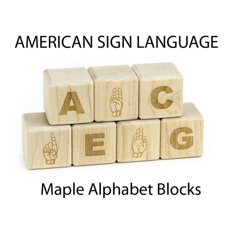 28 pc. American Sign Language Engraved Alphabet Blocks