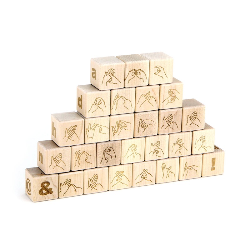 28 pc. British Sign Language-Braille Alphabet Blocks