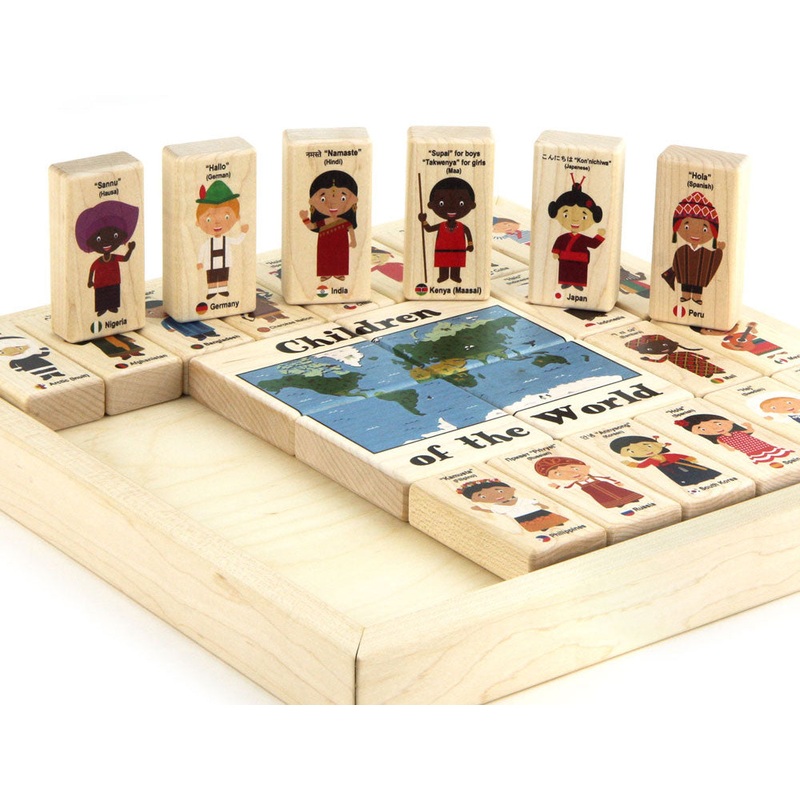 28 pc. Children of the World Maple Building Blocks with Tray