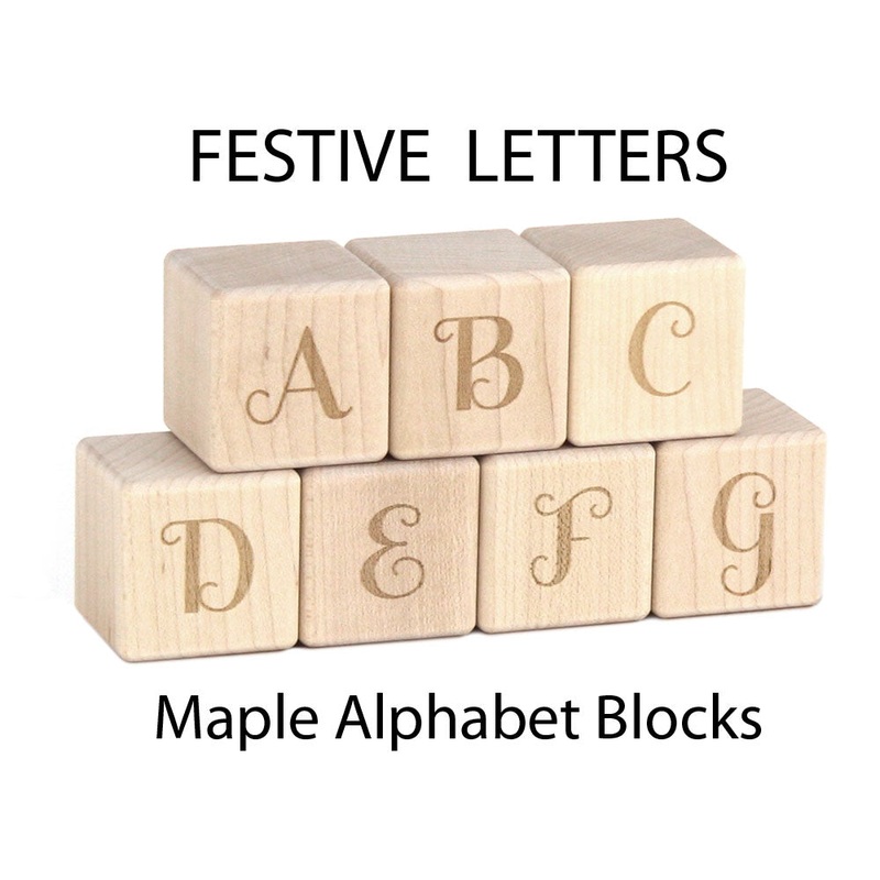 28 pc. Festive Letter Engraved Alphabet Blocks
