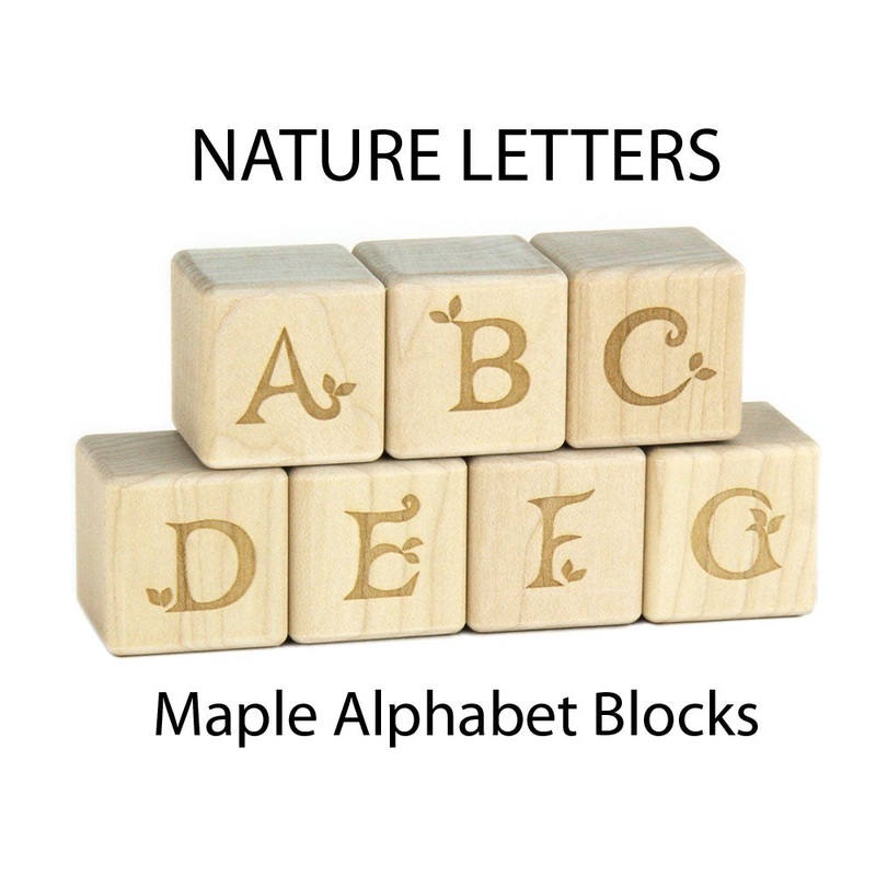 28 pc. Nature Letter Engraved Alphabet Blocks