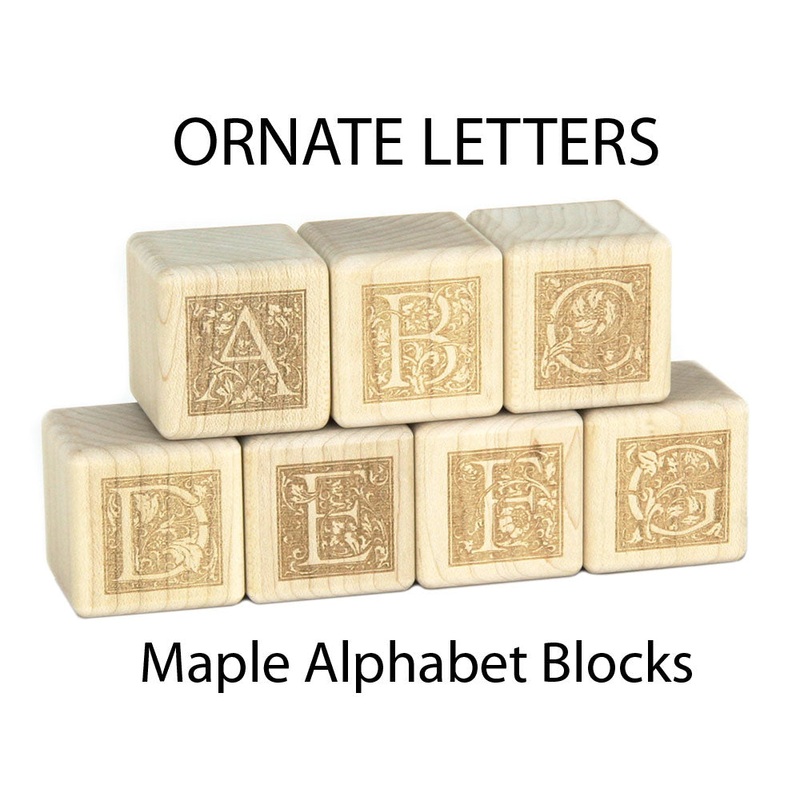 28 pc. Ornate Letter Engraved Alphabet Blocks