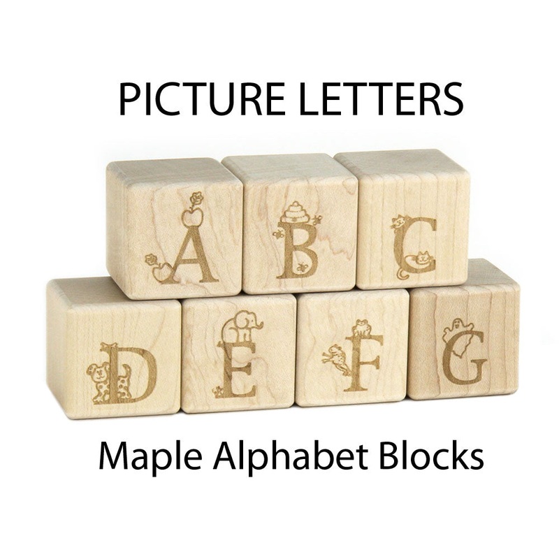 28 pc. Picture Letter Engraved Alphabet Blocks