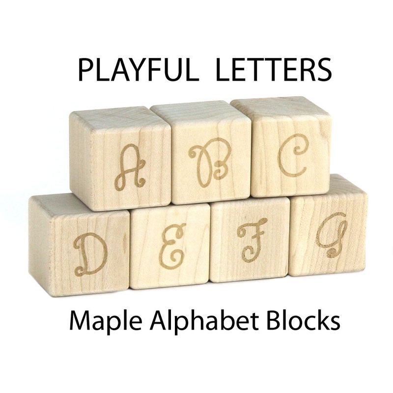 28 pc. Playful Letter Engraved Alphabet Blocks