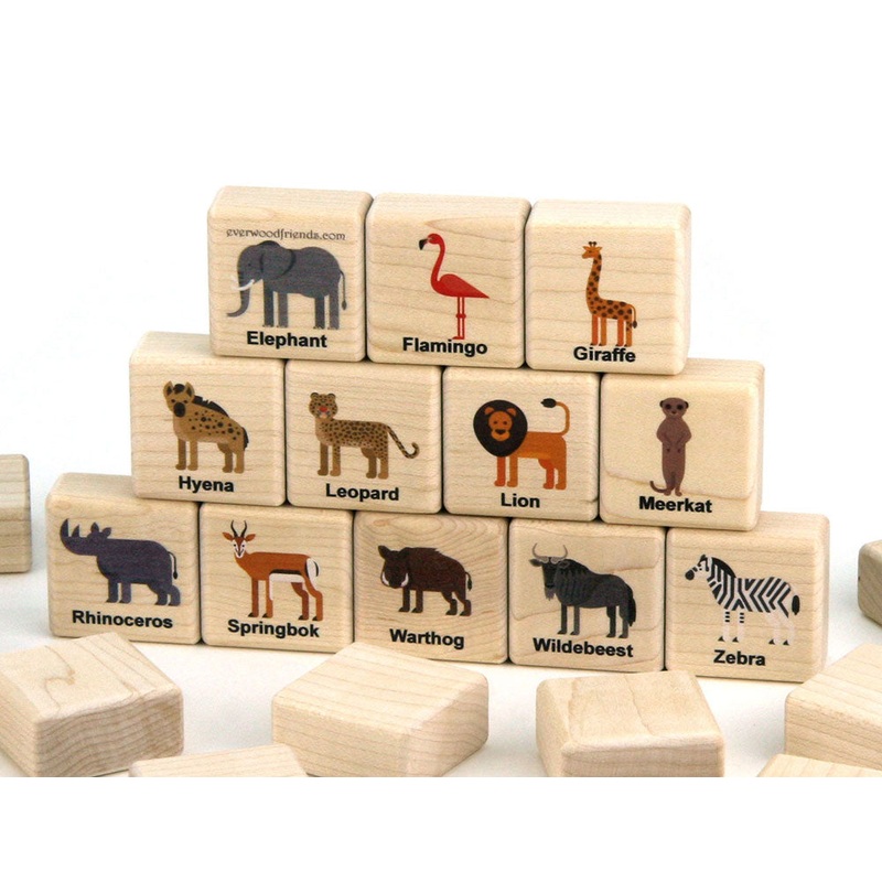 African Safari Animals Wooden Matching Game – 24 pc Set