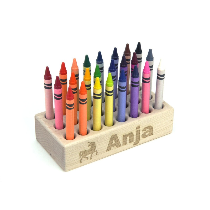 Personalized Maple Crayon Holder
