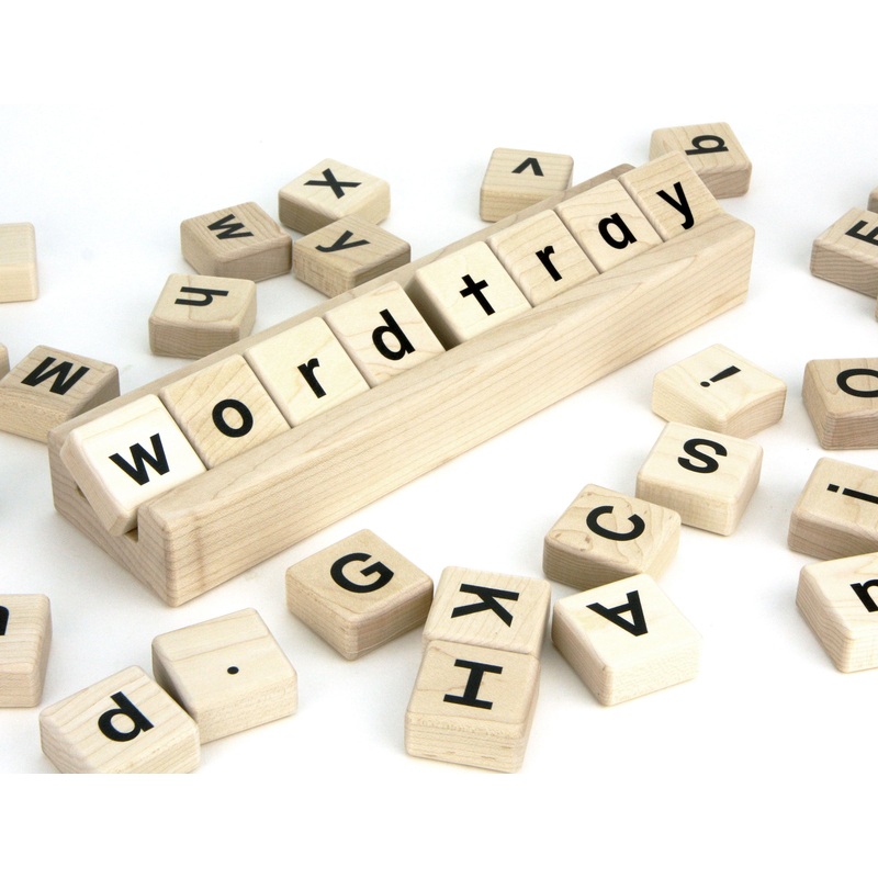 Printed Maple Word Tray Alphabet Spelling Set