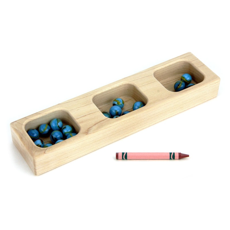 Solid Maple 3-Section Loose Parts Holder