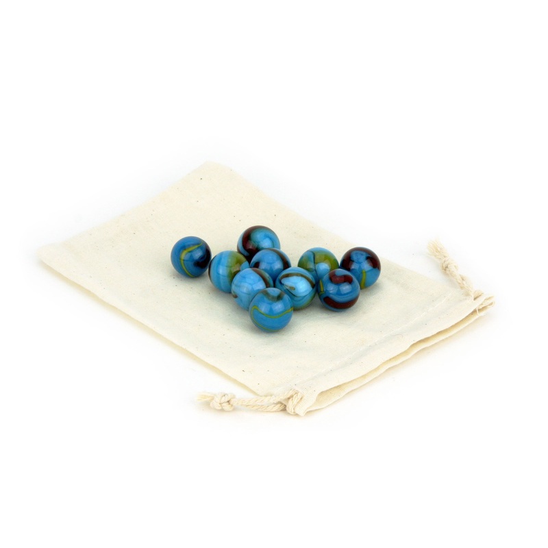 10 pc. 5/8 Marbles + Bag – Blue Swirl