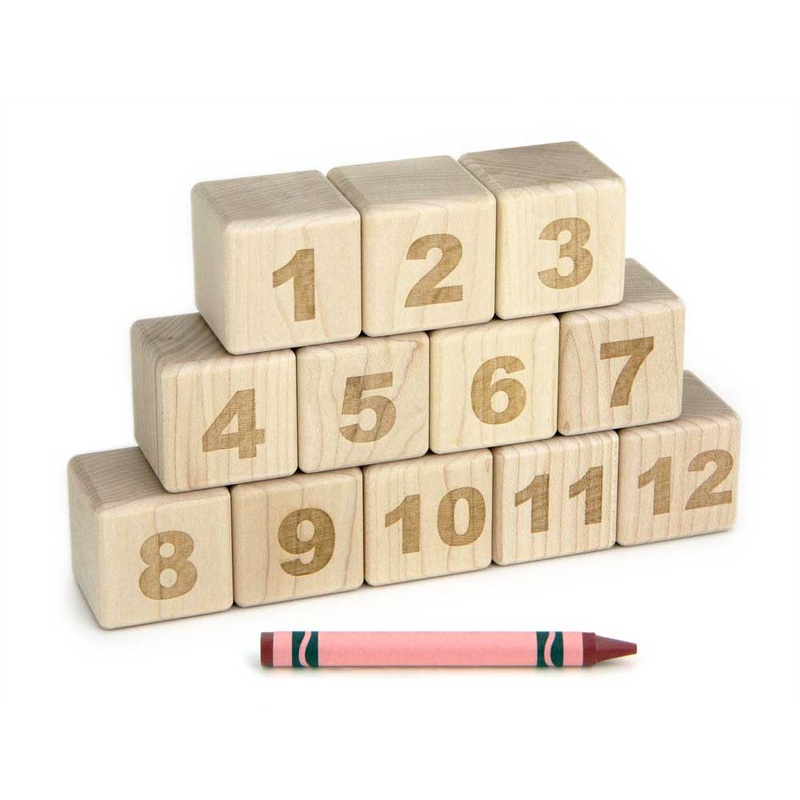 12 pc. 1-12 Engraved Maple Number Blocks